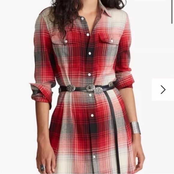 NWT Polo Ralph Lauren Plaid Button Down Maxi Shirt Dress Size 2 - Picture 3 of 9